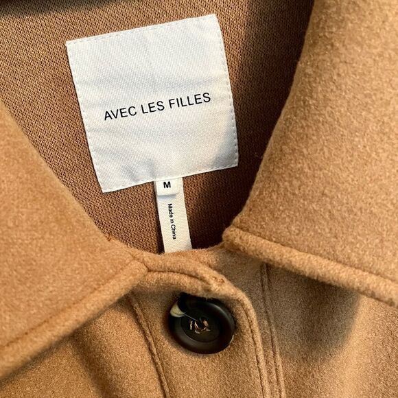 Avec Les Filles Chestnut Brown Oversized Button Down Shacket Pockets size medium - Picture 4 of 5